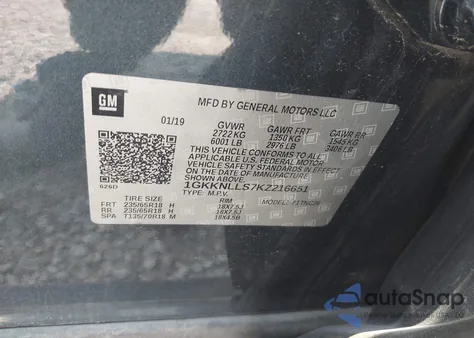 2019 GMC Acadia Sle-2 from USA, damaged, VIN 1GKKNLLS7KZ216651